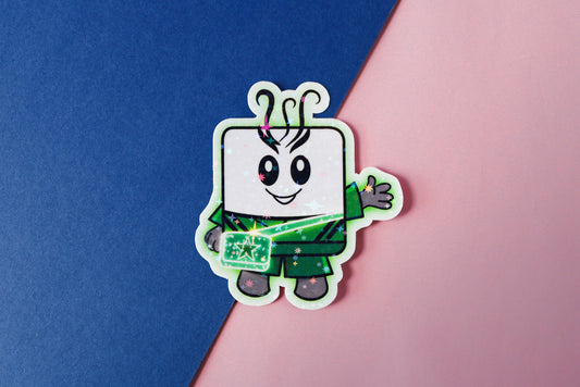 Viko the Green Toothy | Waterproof Vinyl Sparkle Glitter Sticker